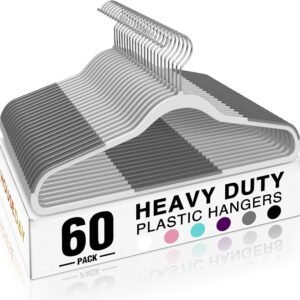 HOUSE DAY Heavy Duty Plastic Hangers 60 Pack